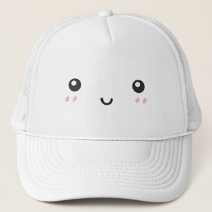 Cute Kawaii Blushing Happy Face Minimalist Trucker Hat