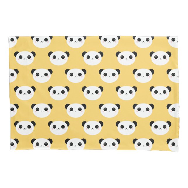 Cute Kawaii Blushing Panda Face Pattern Pillowcase (Front)