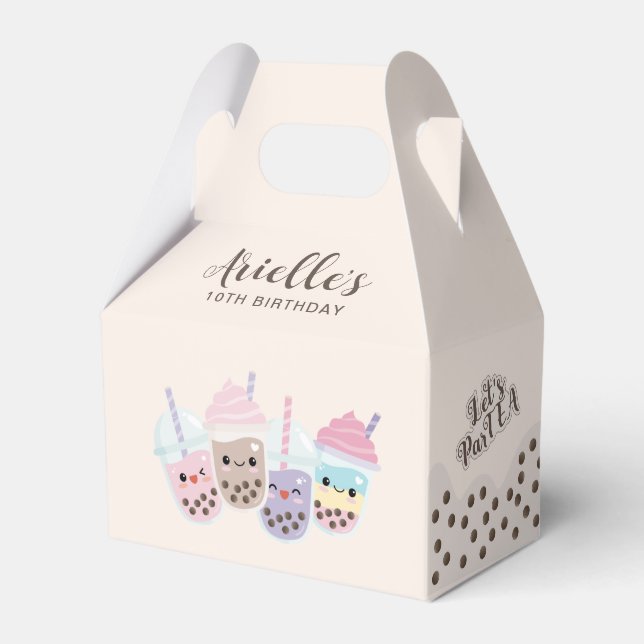 Cute Kawaii Boba Bubble Tea Favour Box (Front Side)