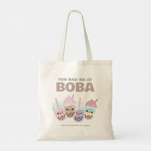 Cute Kawaii Boba Bubble Tea Tote Bag