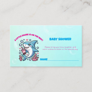 Cute Kawaii Boba Shark Baby Shower Enclosure Card