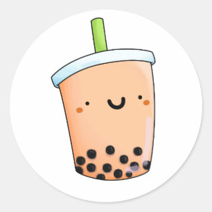 Cute Kawaii Boba Tea Classic Round Sticker