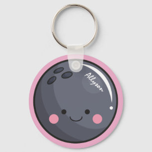 Cute Kawaii Bowling Ball Personalised Sport Theme Key Ring