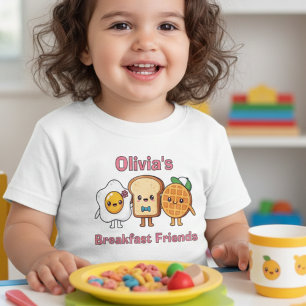 Cute Kawaii Breakfast Friends: Egg, Toast, Waffle Toddler T-Shirt