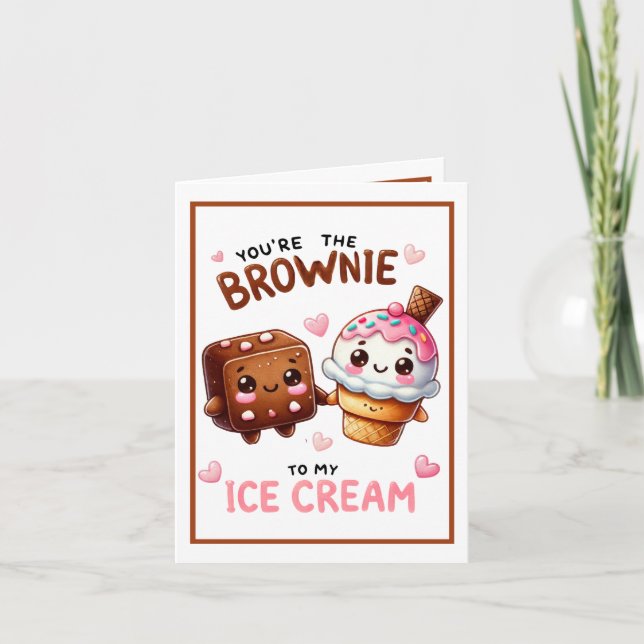 Cute Kawaii Brownie and Ice Cream Thank You Card (Front)