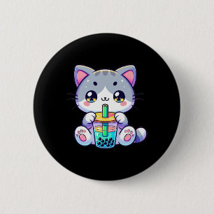 Cute Kawaii Bubble Tea Cat Japanese Kitten Anime 6 Cm Round Badge