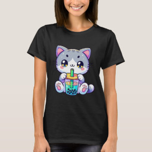 Cute Kawaii Bubble Tea Cat Japanese Kitten Anime T-Shirt