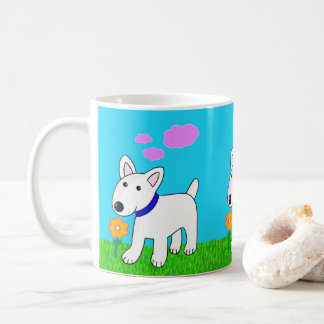 Cute Kawaii Bull Terrier Dog w Flower Mug