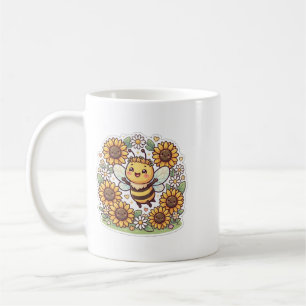 Cute Kawaii Bumble Bee Sunflower Coffee Mug