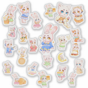 Cute Kawaii Bunny and Cat Stickers