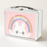 Cute Kawaii Bunny and Rainbow Personalised