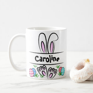Cute Kawaii Bunny Face Custom Name Easter Coffee Mug