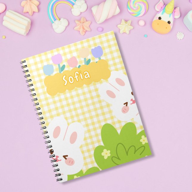 Cute Kawaii Bunny Pastel Spring Flowers Notebook (Creator Uploaded)