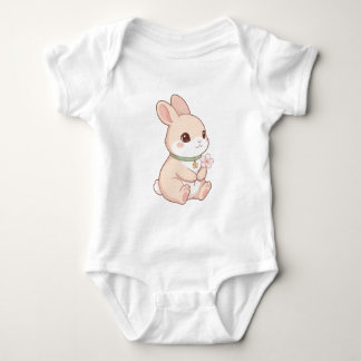 Cute Kawaii Bunny & Sakura Flower Baby Bodysuit