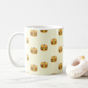 Cute kawaii burgers pattern on cream coffee mug