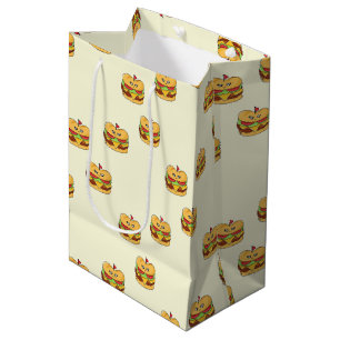Cute kawaii burgers pattern on cream medium gift bag