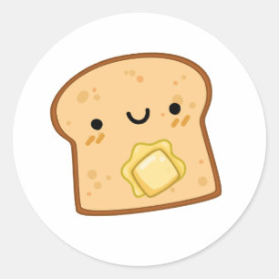 Cute Kawaii Butter Toast Classic Round Sticker