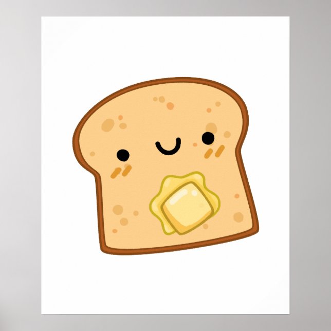 Cute Kawaii Butter Toast Poster (Front)