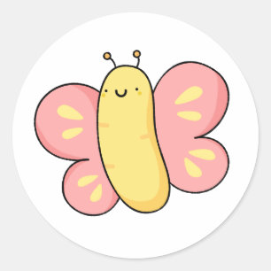Cute Kawaii Butterfly Classic Round Sticker