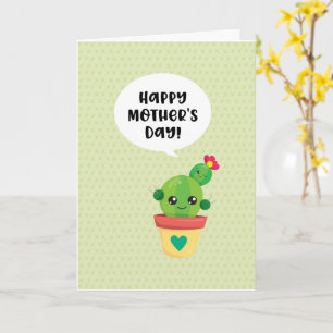 Cute Kawaii Cactus Family Mother's Day Card