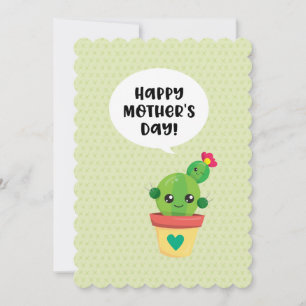 Cute Kawaii Cactus Family Mother's Day Holiday Card