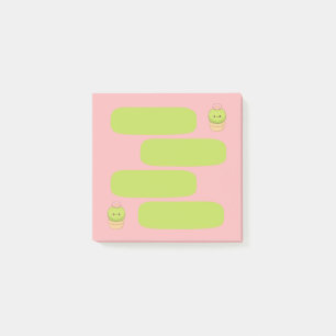 Cute Kawaii Cactus Pink 3x3 Speech Bubble Post-it Notes