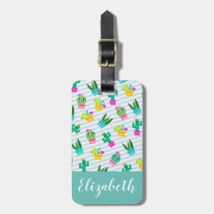 Cute Kawaii Cactus & Potted Succulents Luggage Tag