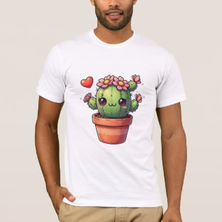 Cute Kawaii Cactus With Pink Flowers T-Shirt