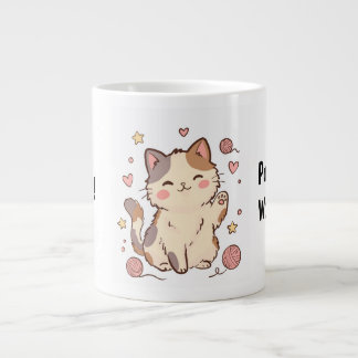 Cute Kawaii Calico Cat Mug – Purr More, Worry Less