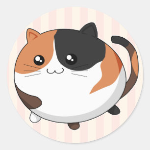 Cute Kawaii Calico kitty cat Classic Round Sticker