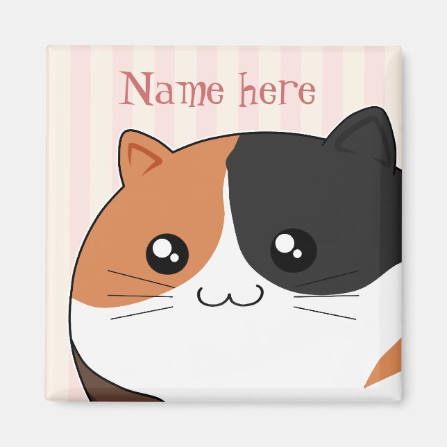 Cute Kawaii Calico kitty cat Magnet (Front)