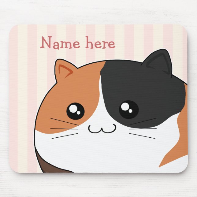 Cute Kawaii Calico kitty cat Mouse Mat (Front)