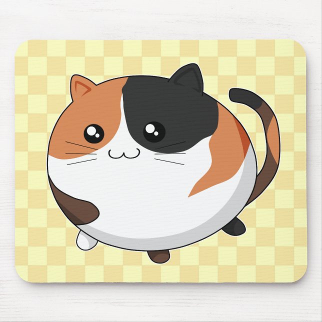 Cute Kawaii Calico kitty cat Mouse Mat (Front)