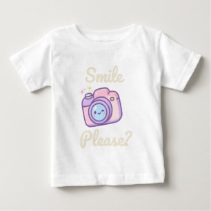 Cute Kawaii Camera Smile Please Funny Photographer Baby T-Shirt