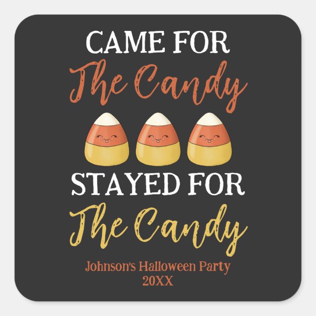 Cute Kawaii Candy Corn Halloween Costume Party  Square Sticker (Front)