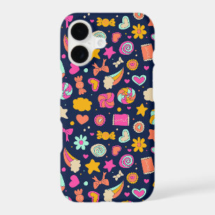 Cute Kawaii Candy Hearts in Happy Pink and Navy