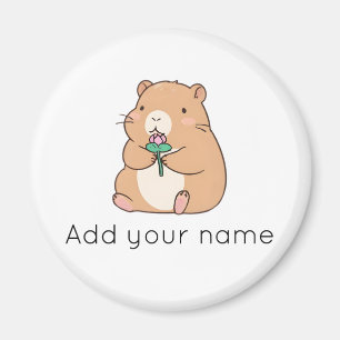 Cute Kawaii Capybara Holding Pink Lotus Flower Magnet
