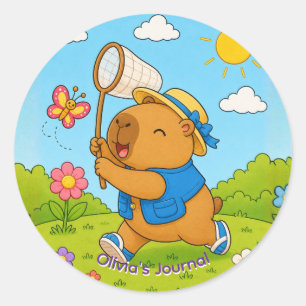 Cute Kawaii Capybara Personalised Name Sticker