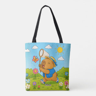 Cute Kawaii Capybara Personalised Name Tote Bag