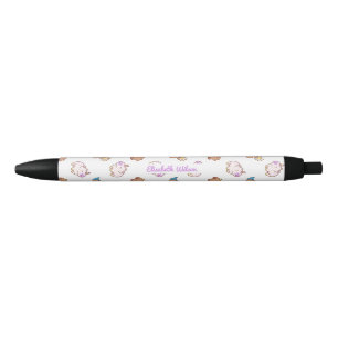 Cute Kawaii Capybara Script Name Monogram Black Ink Pen
