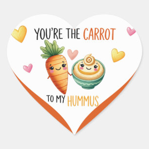 Cute Kawaii Carrot and Hummus Heart Sticker
