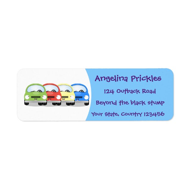 Cute kawaii cars cartoon illustration (Front)