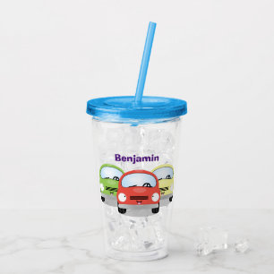 Cute kawaii cars cartoon illustration acrylic tumbler