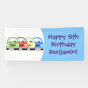Cute kawaii cars cartoon illustration banner