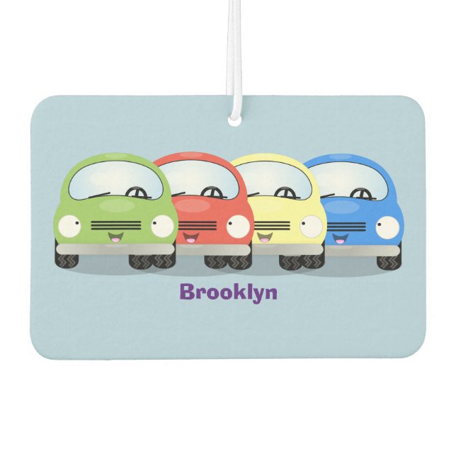 Cute kawaii cars cartoon illustration car air freshener (Front)