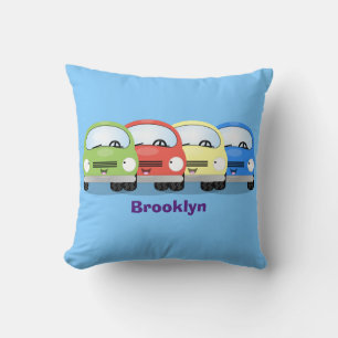 Cute kawaii cars cartoon illustration cushion