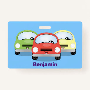 Cute kawaii cars cartoon illustration ID badge