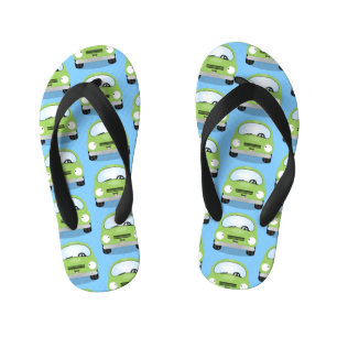 Cute kawaii cars cartoon illustration kid's flip flops
