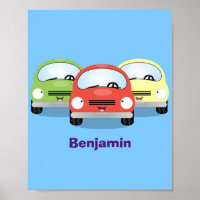Cute kawaii cars cartoon illustration