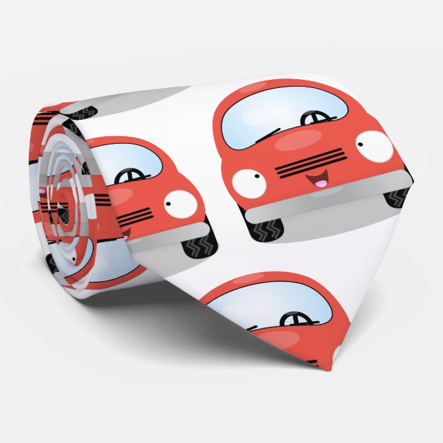 Cute kawaii cars cartoon illustration tie (Rolled)